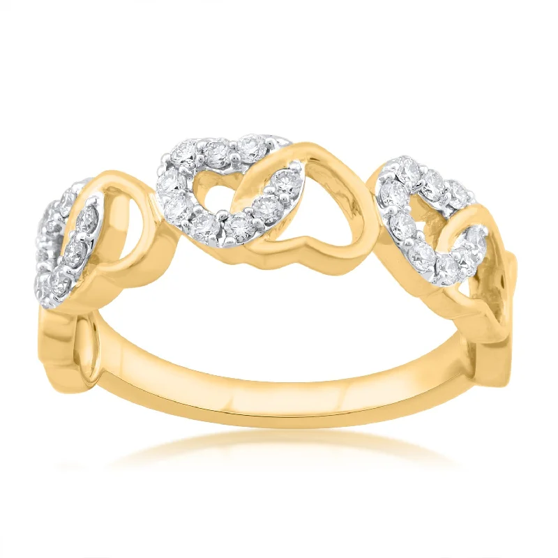 Heart - Shaped Women's Diamond Rings in Rose Gold for a Romantic and Symbolic Gift18K YG Engagement Diamond Ring-1pc Heart - Shaped Women's Diamond Rings in Rose Gold for a Romantic and Symbolic Gift18K YG Engagement Diamond Ring-1pc
