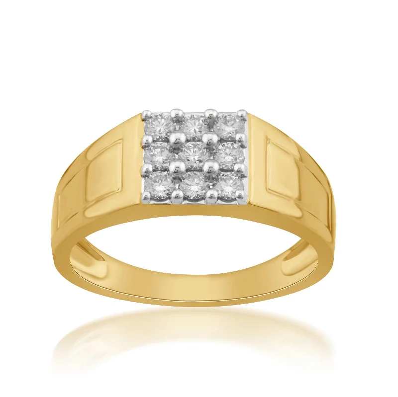 Pear - Shaped Women's Diamond Rings in Yellow Gold with a Single - Diamond Pendant Look18K YG Men's Diamond Ring-1pc Pear - Shaped Women's Diamond Rings in Yellow Gold with a Single - Diamond Pendant Look18K YG Men's Diamond Ring-1pc