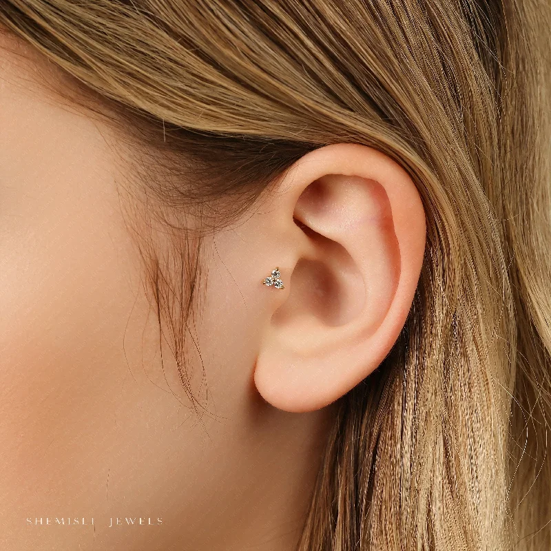 Adjustable - Back Crystal Stud Earrings in Clear for a Sparkling and Versatile PieceTiny 3-Petal White Flower Threadless Flat Back Tragus Stud, 20,18,16ga, 5-10mm, Unisex, Surgical Steel, SHEMISLI SS544 Adjustable - Back Crystal Stud Earrings in Clear for a Sparkling and Versatile PieceTiny 3-Petal White Flower Threadless Flat Back Tragus Stud, 20,18,16ga, 5-10mm, Unisex, Surgical Steel, SHEMISLI SS544