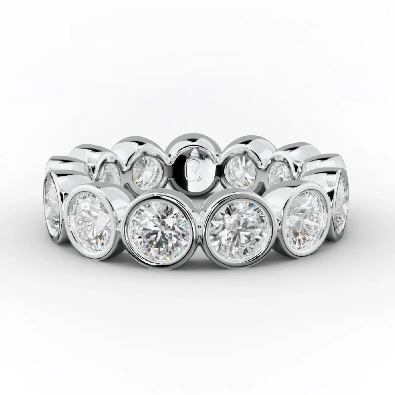 Women's Diamond Rings with Sapphire Accents in Blue for a Colorful and Sophisticated Touch3.0 Carat Bezel Set Round Diamond Eternity Band Women's Diamond Rings with Sapphire Accents in Blue for a Colorful and Sophisticated Touch3.0 Carat Bezel Set Round Diamond Eternity Band