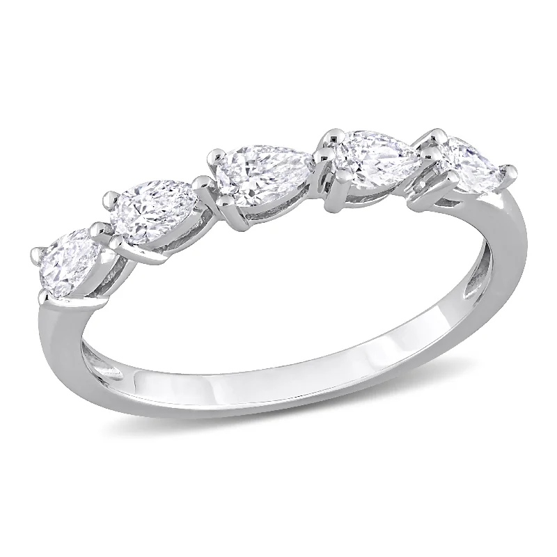 Cushion - Cut Women's Diamond Rings in Platinum with a Soft and Romantic AppearanceMiadora 1/2ct TDW Pear Shape Diamond Semi-Eternity Ring in 14k White Gold Cushion - Cut Women's Diamond Rings in Platinum with a Soft and Romantic AppearanceMiadora 1/2ct TDW Pear Shape Diamond Semi-Eternity Ring in 14k White Gold