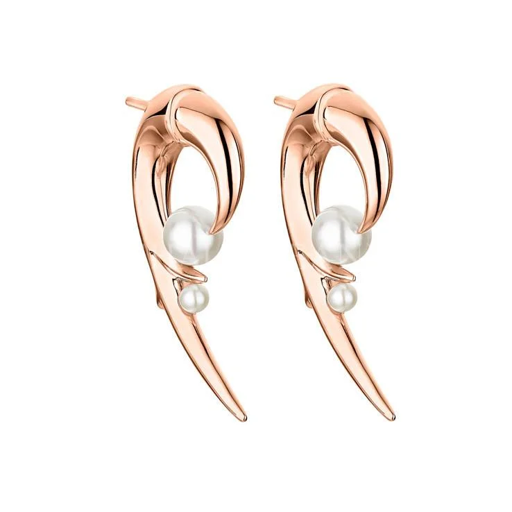 Shaun Leane 18ct Rose Gold Plated Sterling Silver White Pearl Hooked Pearl Earrings D Shaun Leane 18ct Rose Gold Plated Sterling Silver White Pearl Hooked Pearl Earrings D