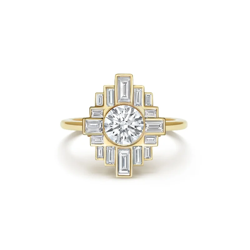 Men's Emerald Engagement Rings with 14K Yellow Gold and Vintage - Style FiligreeRockefeller Diamond Mosaic Ring Men's Emerald Engagement Rings with 14K Yellow Gold and Vintage - Style FiligreeRockefeller Diamond Mosaic Ring