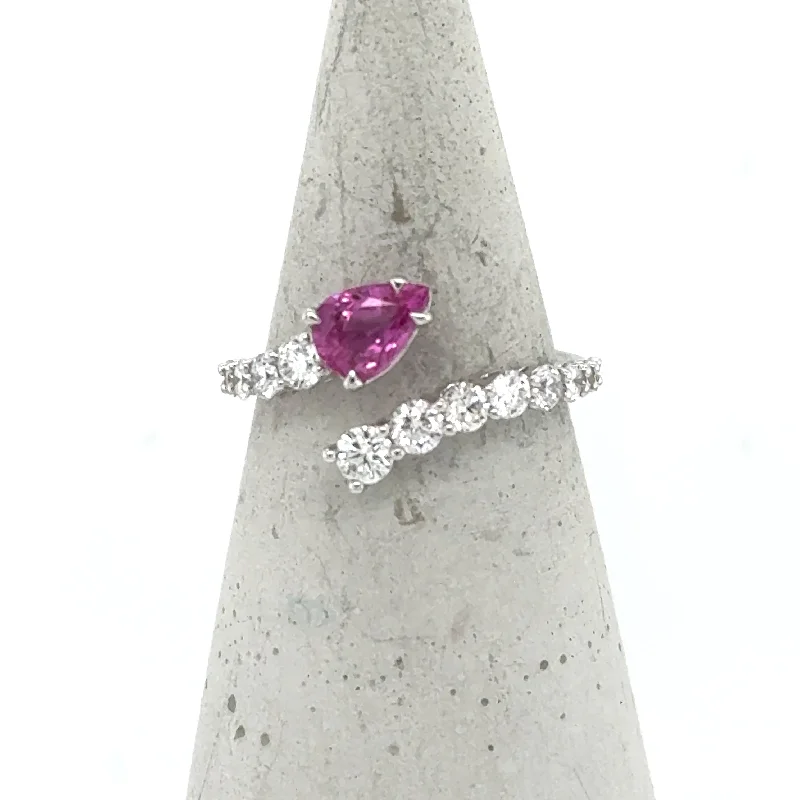 Fashion Rings with Initial Charms in Silver - Plated Metal for a Custom Accessory18K White Gold Pink Sapphire & Diamond Bypass Ring Fashion Rings with Initial Charms in Silver - Plated Metal for a Custom Accessory18K White Gold Pink Sapphire & Diamond Bypass Ring