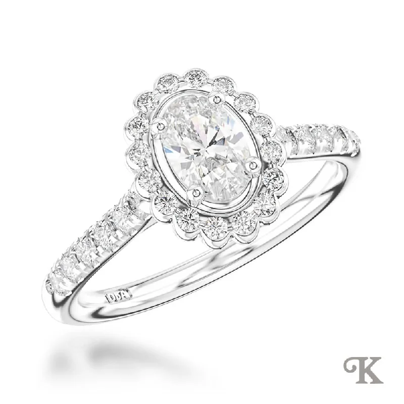 Men's Tanzanite Engagement Rings in Palladium with a Three - Stone ArrangementFaroe Oval Halo Men's Tanzanite Engagement Rings in Palladium with a Three - Stone ArrangementFaroe Oval Halo