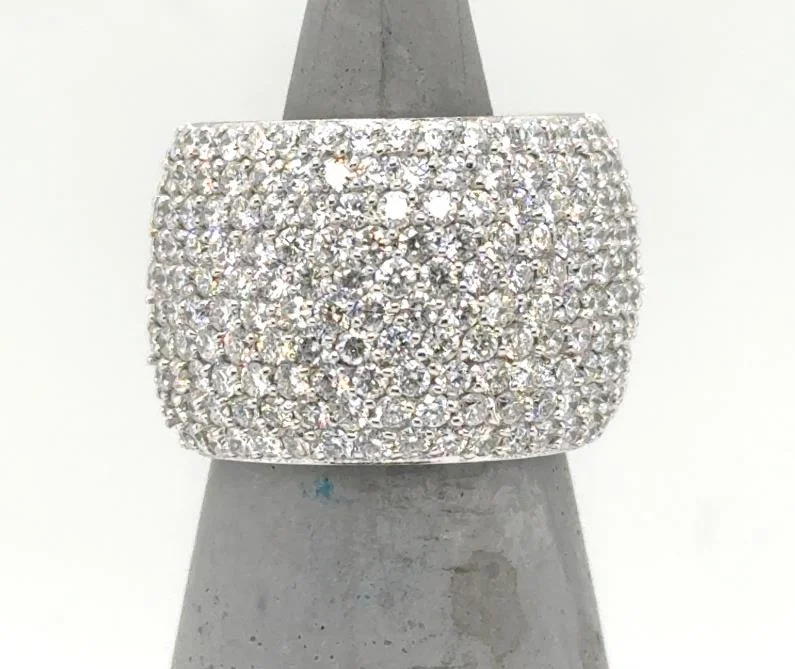 Adjustable Fashion Rings in Leather and Brass with a Tribal - Inspired Design14K White Gold 4.0ctw Pave Band Adjustable Fashion Rings in Leather and Brass with a Tribal - Inspired Design14K White Gold 4.0ctw Pave Band