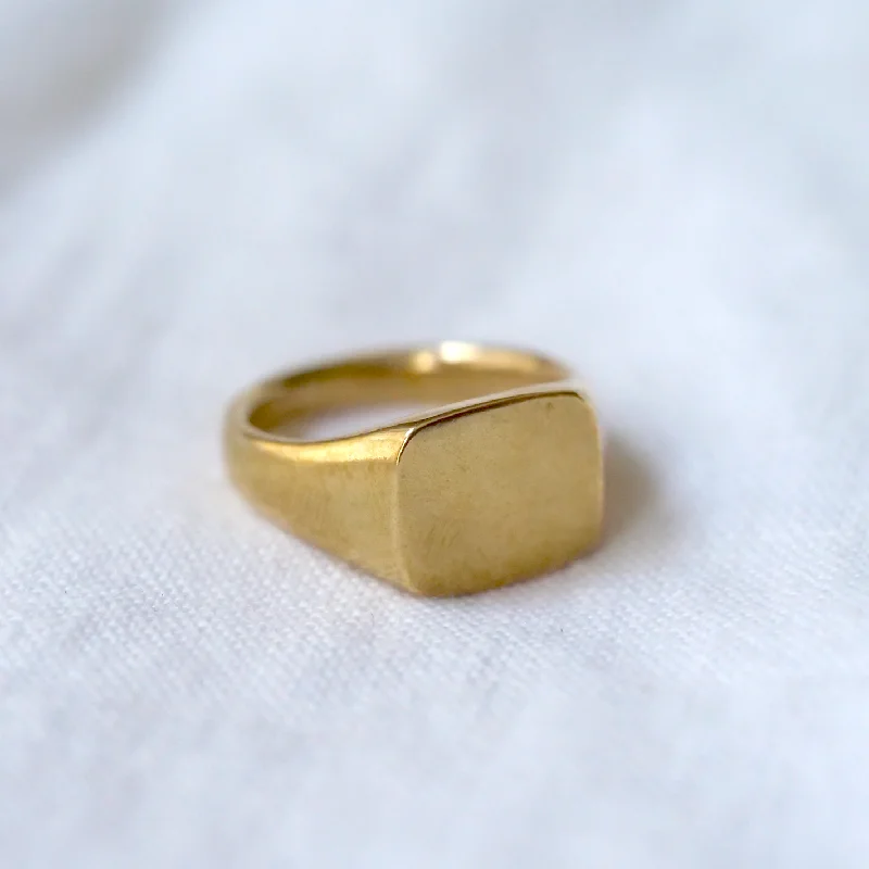 Adjustable Fashion Rings in Leather and Brass with a Tribal - Inspired DesignFour Corners Signet Adjustable Fashion Rings in Leather and Brass with a Tribal - Inspired DesignFour Corners Signet