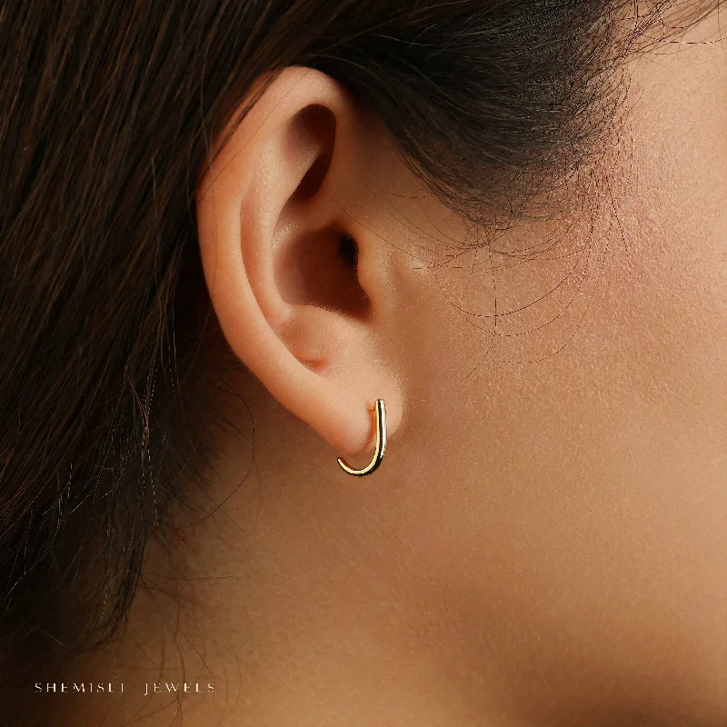 Leather - Inlaid Stud Earrings in Brown for a Rustic and Unique DesignL Shape Small Bar Studs, Hook Hoop Earrings, Unisex, Gold, Silver - SS052 Leather - Inlaid Stud Earrings in Brown for a Rustic and Unique DesignL Shape Small Bar Studs, Hook Hoop Earrings, Unisex, Gold, Silver - SS052