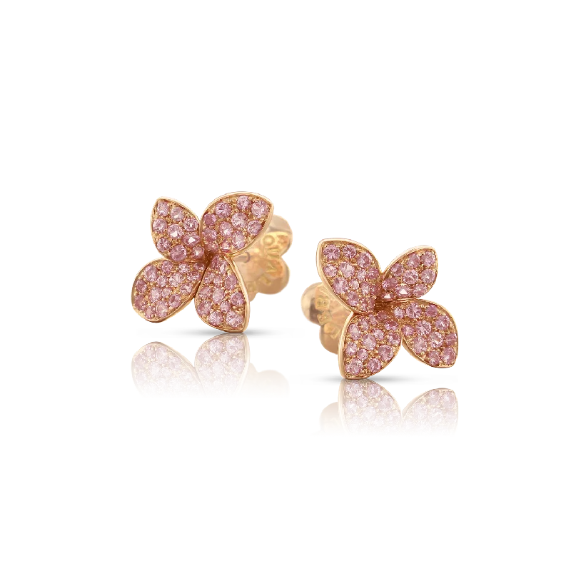 Pasquale Bruni Petit Garden 18ct Rose Gold Pink Sapphire Stud Earrings D