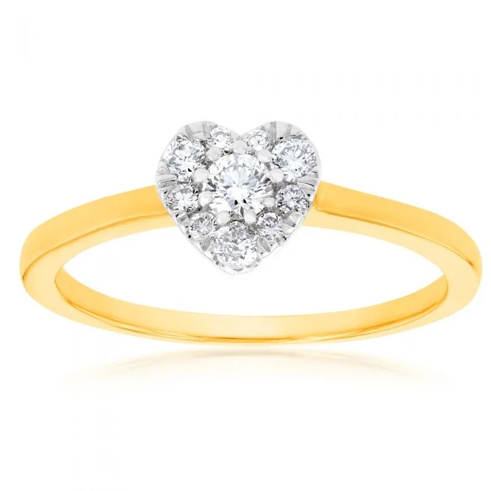 Women's Diamond Rings with Sapphire Accents in Blue for a Colorful and Sophisticated TouchLuminesce Lab Grown Diamond 1/4 Carat Heart Dress Ring in 9ct Yellow Gold Women's Diamond Rings with Sapphire Accents in Blue for a Colorful and Sophisticated TouchLuminesce Lab Grown Diamond 1/4 Carat Heart Dress Ring in 9ct Yellow Gold