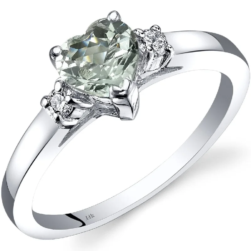 Emerald Gemstone Rings Set in Platinum with Filigree Work for a Vintage - Inspired Look14k White Gold 0.75ct Green Amethyst and Diamond Ring Emerald Gemstone Rings Set in Platinum with Filigree Work for a Vintage - Inspired Look14k White Gold 0.75ct Green Amethyst and Diamond Ring