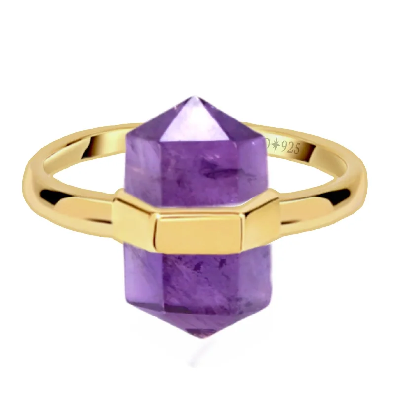 Laihas Gold Crystal Kindness Amethyst Ring