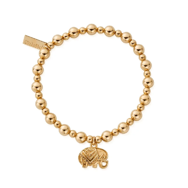 Chlobo Boho Luxe Gold Plated Mini Small Ball Elephant Bracelet