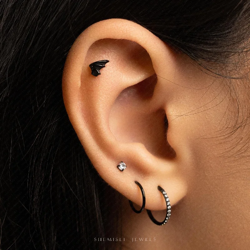 Rose Gold - Tone Geometric - Patterned Stud Earrings for a Modern and Trendy LookTiny Black Bat Wing, Dragon Wing Threadless Flat Back Earrings, 20,18,16ga, 5-10mm Unisex, Surgical Steel SHEMISLI SS1121 Rose Gold - Tone Geometric - Patterned Stud Earrings for a Modern and Trendy LookTiny Black Bat Wing, Dragon Wing Threadless Flat Back Earrings, 20,18,16ga, 5-10mm Unisex, Surgical Steel SHEMISLI SS1121