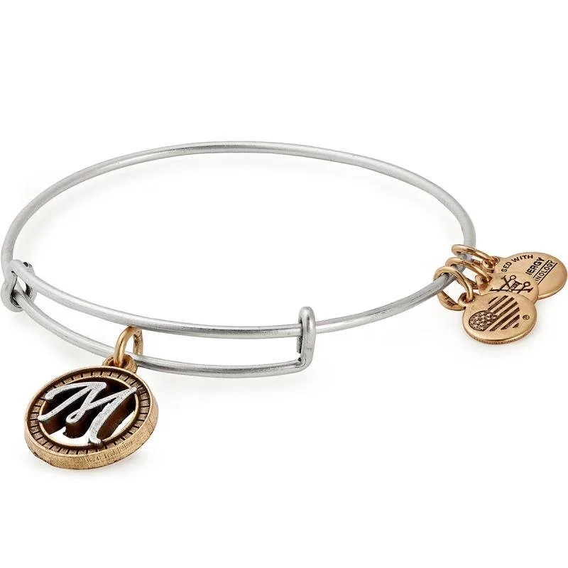 Adjustable Fabric Bangles with Embroidered Floral Designs Alex And Ani Initial M Two Tone Charm Bangle Adjustable Fabric Bangles with Embroidered Floral Designs Alex And Ani Initial M Two Tone Charm Bangle