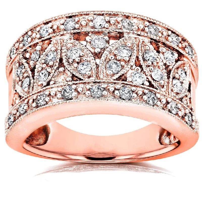 Signature - Design Women's Diamond Rings with a Brand - Specific Pattern and High - Quality DiamondsAnnello by Kobelli 14k Rose Gold 1/2ct TDW Diamond Floral Wide Anniversary Ring Signature - Design Women's Diamond Rings with a Brand - Specific Pattern and High - Quality DiamondsAnnello by Kobelli 14k Rose Gold 1/2ct TDW Diamond Floral Wide Anniversary Ring