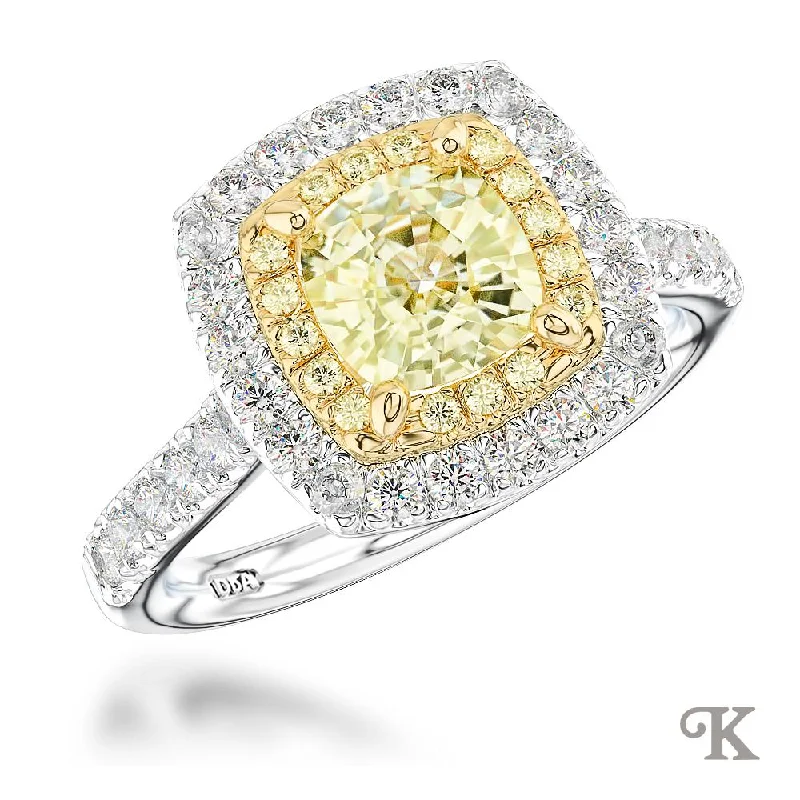 Men's Tanzanite Engagement Rings in Palladium with a Three - Stone ArrangementSkye Duo Cushion Halo Men's Tanzanite Engagement Rings in Palladium with a Three - Stone ArrangementSkye Duo Cushion Halo