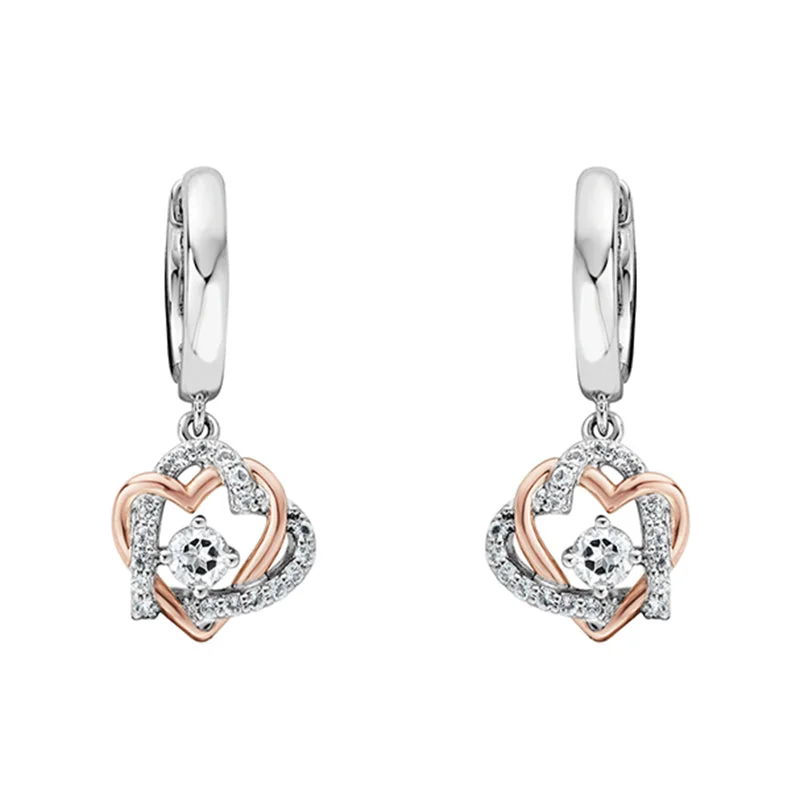 Clogau Always in my Heart Sterling Silver White Topaz Drop Earrings