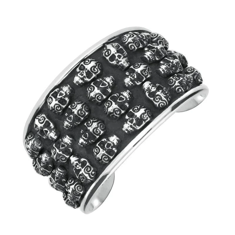 Adjustable Fabric Bangles with Embroidered Floral Designs Sterling Silver Day Of The Dead Small Skulls Wide Cuff Bangle Adjustable Fabric Bangles with Embroidered Floral Designs Sterling Silver Day Of The Dead Small Skulls Wide Cuff Bangle