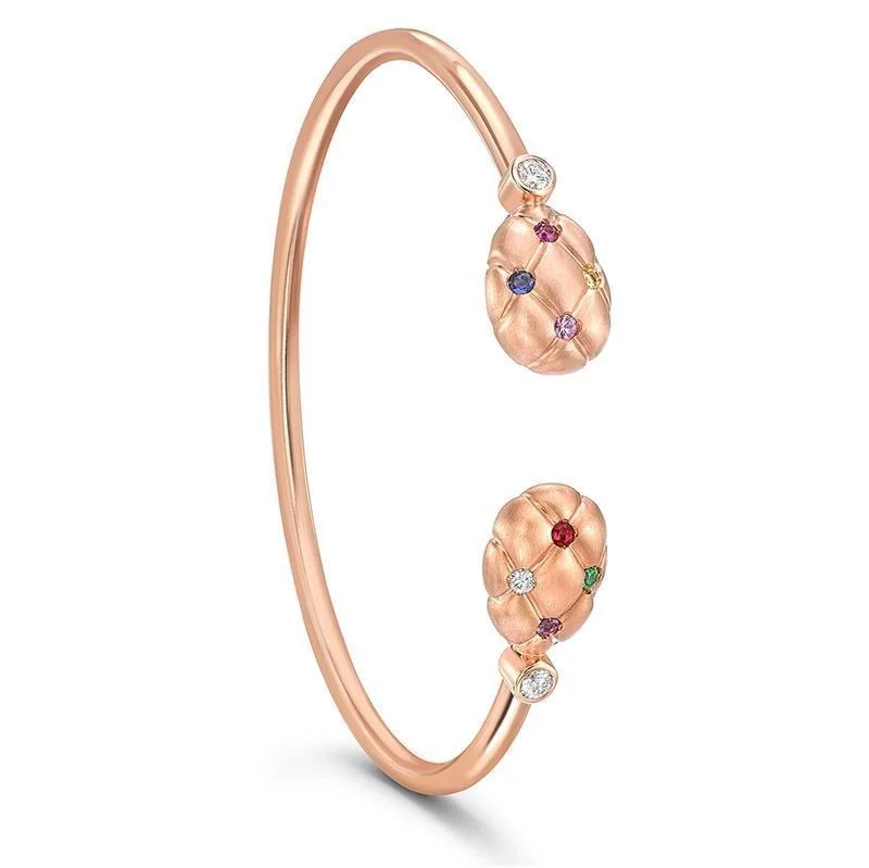 Holiday - Themed Bangles for Christmas or Valentine's Day Faberge Treillage 18ct Rose Gold Multi-Coloured Open Set Bangle Holiday - Themed Bangles for Christmas or Valentine's Day Faberge Treillage 18ct Rose Gold Multi-Coloured Open Set Bangle