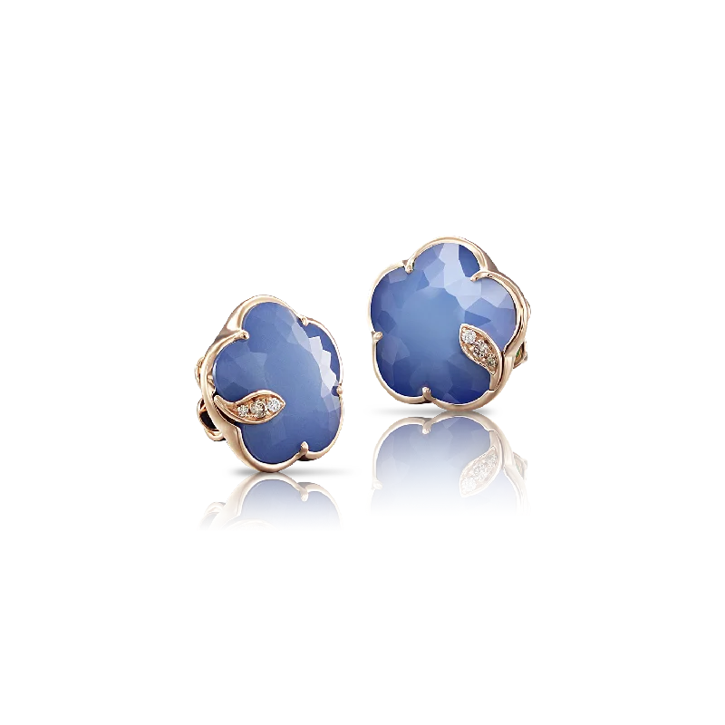 Pasquale Bruni Petit Joli 18ct Rose Gold Diamond Agate Lapis Lazuli Doublet Stud Earrings
