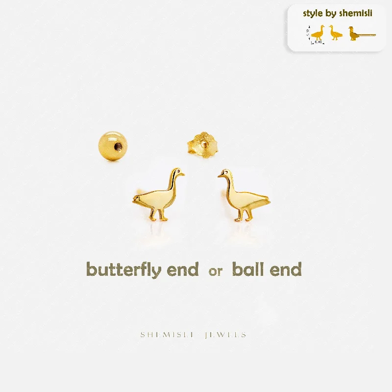 Leather - Inlaid Stud Earrings in Brown for a Rustic and Unique DesignTiny Duck, Goose, Bird Studs Earrings, Unisex, Gold, Silver SHEMISLI SS879 Butterfly End, SS880 Screw Ball End (Type A) LR Leather - Inlaid Stud Earrings in Brown for a Rustic and Unique DesignTiny Duck, Goose, Bird Studs Earrings, Unisex, Gold, Silver SHEMISLI SS879 Butterfly End, SS880 Screw Ball End (Type A) LR
