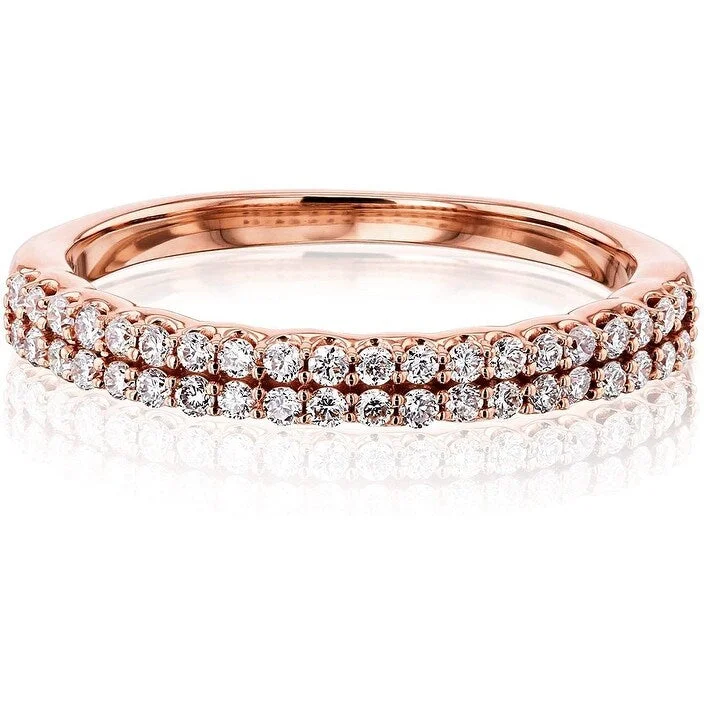 Women's Diamond Rings with Sapphire Accents in Blue for a Colorful and Sophisticated TouchAnnello by Kobelli 14k Rose Gold Double Row Lab Grown Diamond Stackable Ring (GH/SI) Women's Diamond Rings with Sapphire Accents in Blue for a Colorful and Sophisticated TouchAnnello by Kobelli 14k Rose Gold Double Row Lab Grown Diamond Stackable Ring (GH/SI)