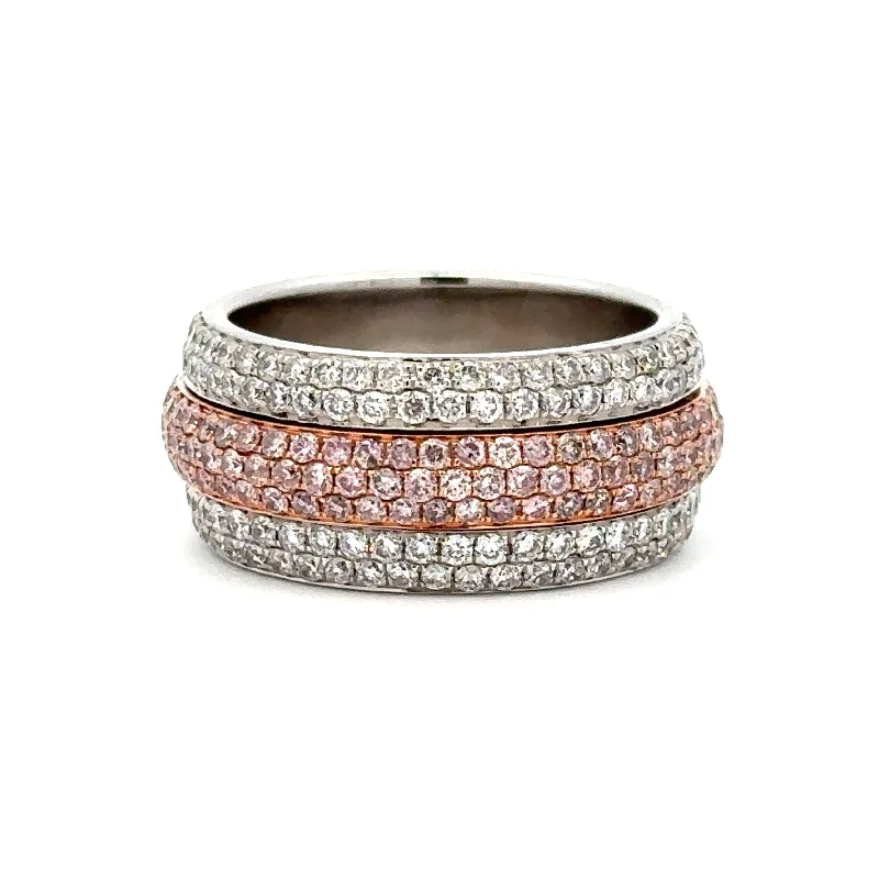 Stackable Fashion Rings in Rose - Gold Tone with Delicate Floral EngravingsDiamond Spinning Ring in 18K White & Rose Gold Stackable Fashion Rings in Rose - Gold Tone with Delicate Floral EngravingsDiamond Spinning Ring in 18K White & Rose Gold