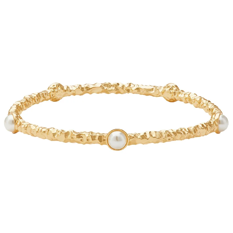 Leather - Wrapped Bangles with Studded Details for a Rock - Chic VibeCabochon Pearl & Gold Push-On Bangle Leather - Wrapped Bangles with Studded Details for a Rock - Chic VibeCabochon Pearl & Gold Push-On Bangle