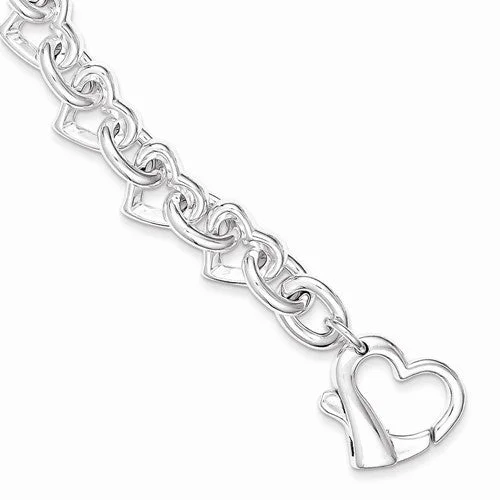 Chamm Bracelets for meditationSterling Silver Polished Fancy Heart Link Bracelet Chamm Bracelets for meditationSterling Silver Polished Fancy Heart Link Bracelet
