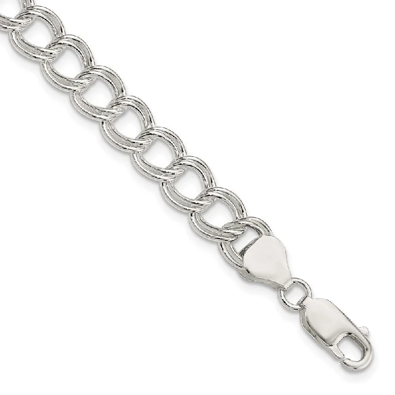 Chamm Bracelets for festivalsSterling Silver 7.75mm Polished Double Link Charm Bracelet