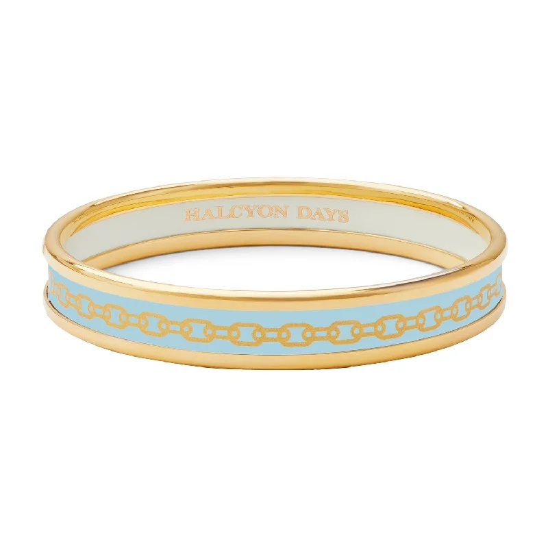 Bangle Sets with Mix - and - Match Patterns for a Versatile AccessorySkinny Chain Forget-Me-Not & Gold Enamel Bangle Bangle Sets with Mix - and - Match Patterns for a Versatile AccessorySkinny Chain Forget-Me-Not & Gold Enamel Bangle