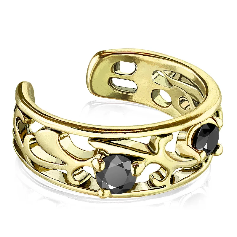 Statement hoop earringsBlack CZ Crystal Fligree Non-Piercing Adjustable Ear Cuff