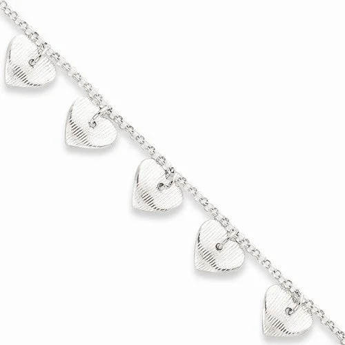 Chamm Bracelets for festivalsSterling Silver Polished & Textured Fancy Heart Bracelet Chamm Bracelets for festivalsSterling Silver Polished & Textured Fancy Heart Bracelet
