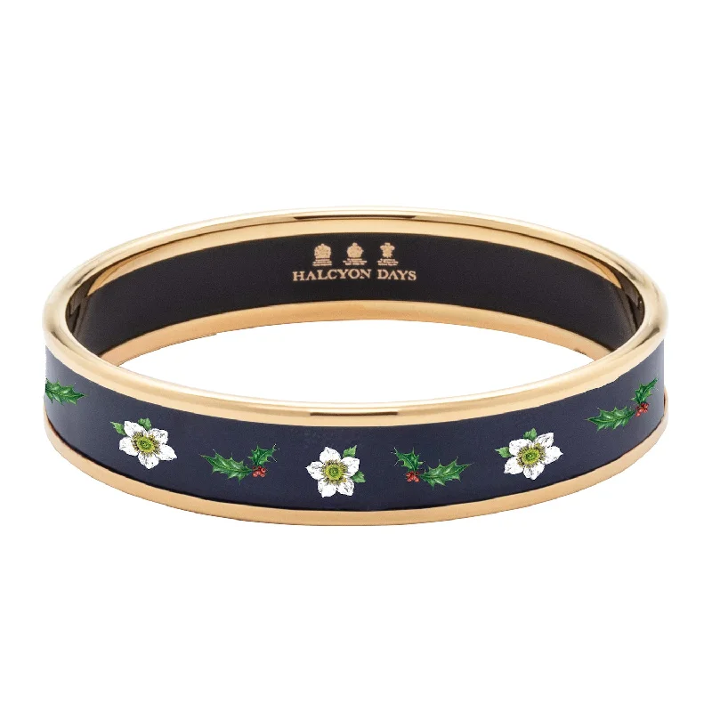 Unisex Bangle Bracelets with Abstract Artwork for a Unique StatementChristmas Hellebores Navy & Gold Enamel Bangle Unisex Bangle Bracelets with Abstract Artwork for a Unique StatementChristmas Hellebores Navy & Gold Enamel Bangle