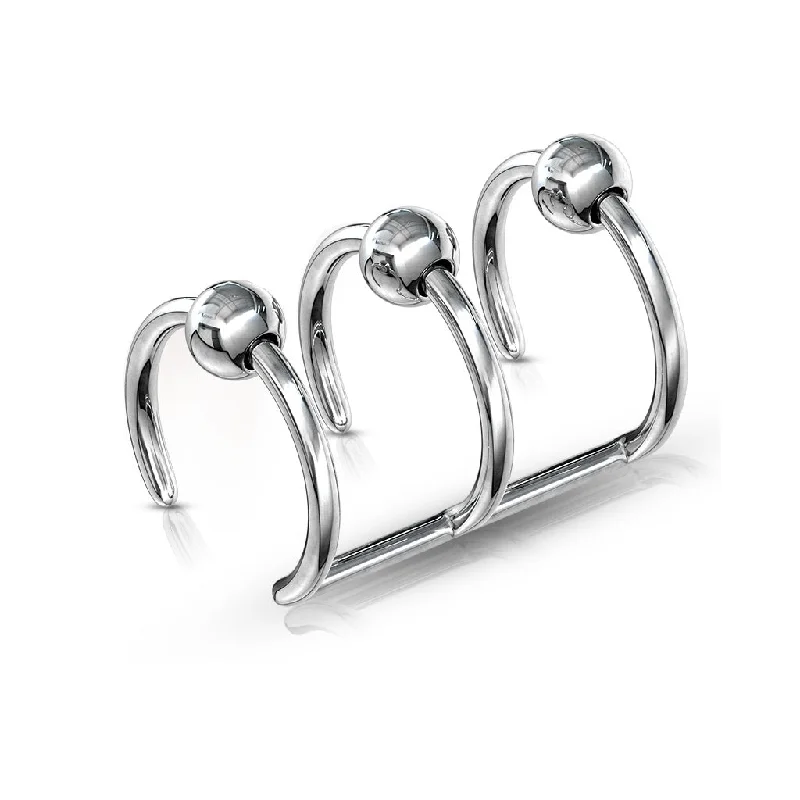 Chunky hoop earringsFaux Captive Bead Triple Hoop Non-Piercing Cuff