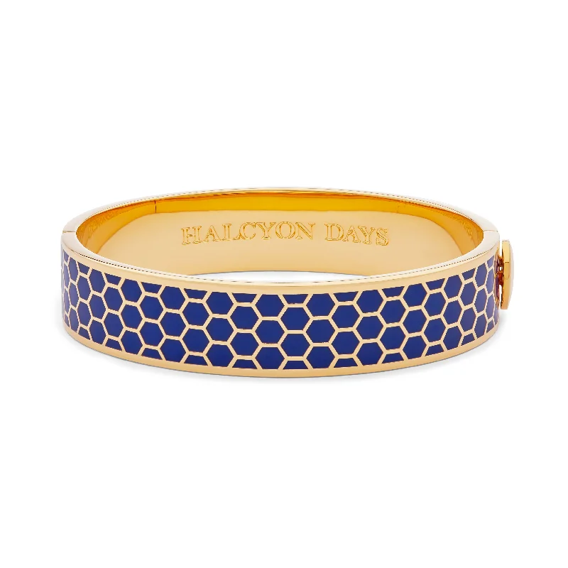 Clear Crystal - Embellished Bangles for a Sparkling and Elegant AppearanceHoneycomb Deep Cobalt & Gold Bangle Clear Crystal - Embellished Bangles for a Sparkling and Elegant AppearanceHoneycomb Deep Cobalt & Gold Bangle