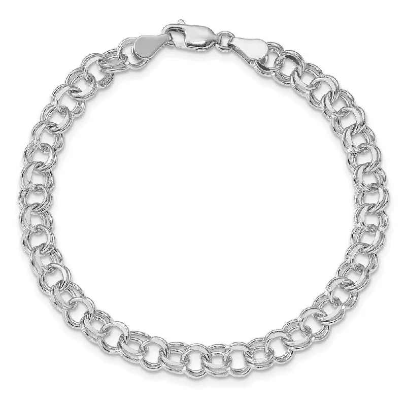 Personalized Chamm Bracelets14K White Gold Double Link Charm Bracelet