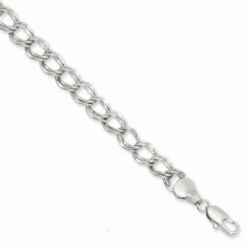 Handmade Chamm BraceletsRhodium-Plated Double Link Charm Bracelet