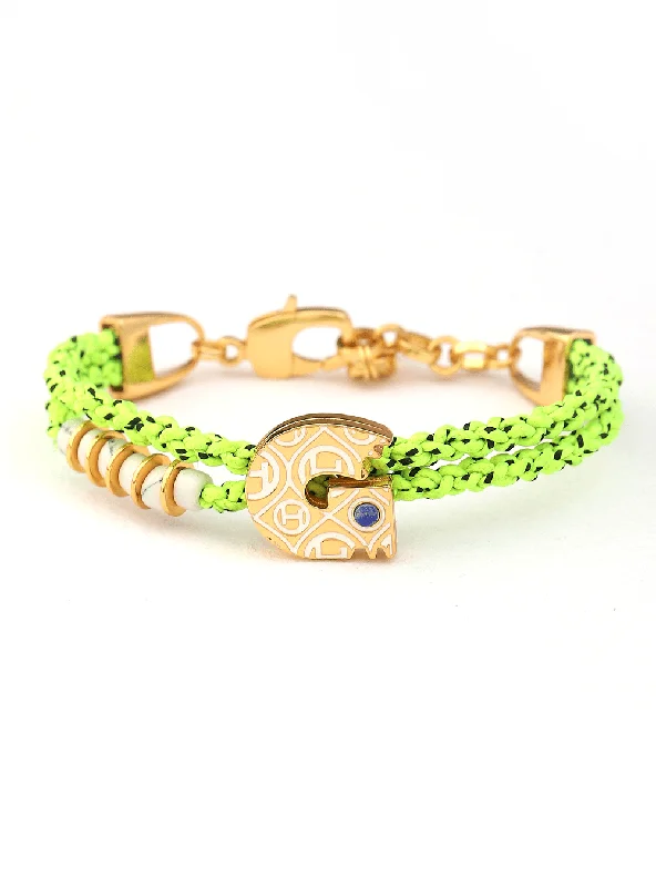 Chamm Bracelets for meditationOH Dopamine Bond Bracelet in Cyber Lime, Gold Finish
