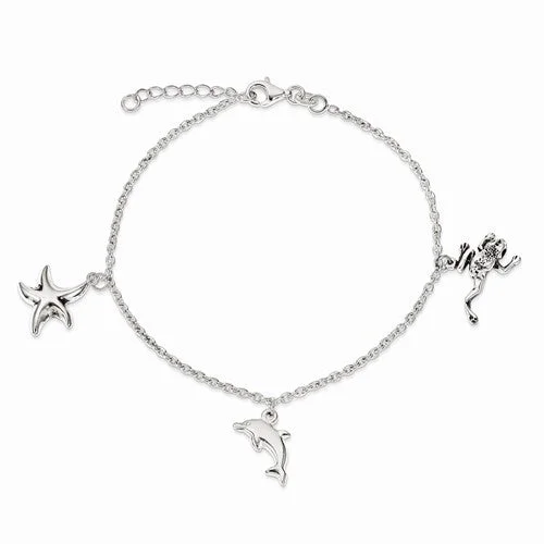 Chamm Bracelets with positive energySterling Silver Antiqued & Polished Animal Charm Bracelet