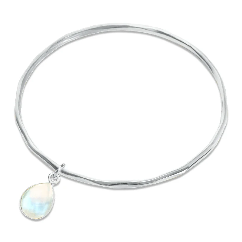 Personalized Chamm BraceletsMoonstone Charm Bangle | Silver - June