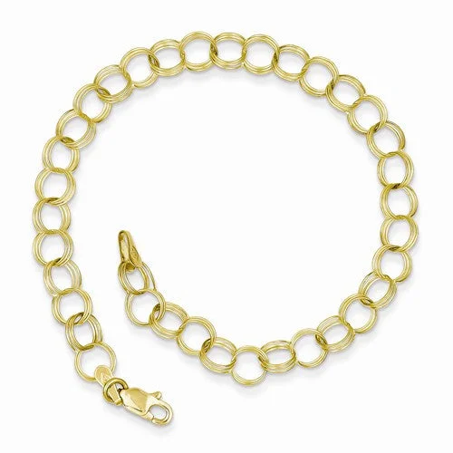 Chamm Bracelets with natural materials10K Yellow Gold Triple Link Charm Bracelet