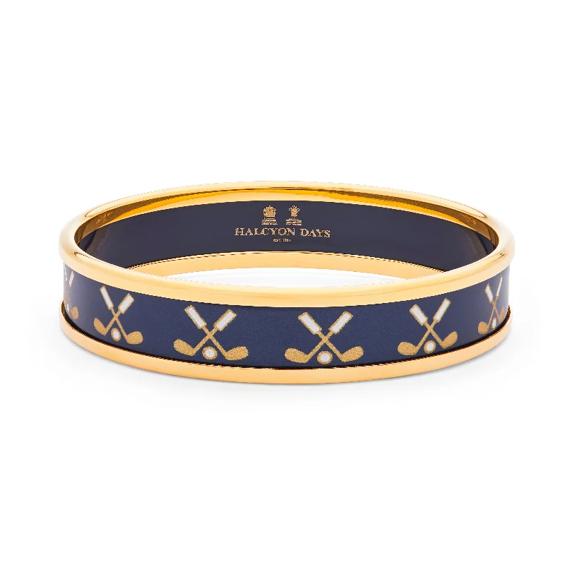 Handmade Bangle Bracelets with Polymer Clay Designs for a Personal TouchGolf Club Navy & Gold Enamel Bangle Handmade Bangle Bracelets with Polymer Clay Designs for a Personal TouchGolf Club Navy & Gold Enamel Bangle