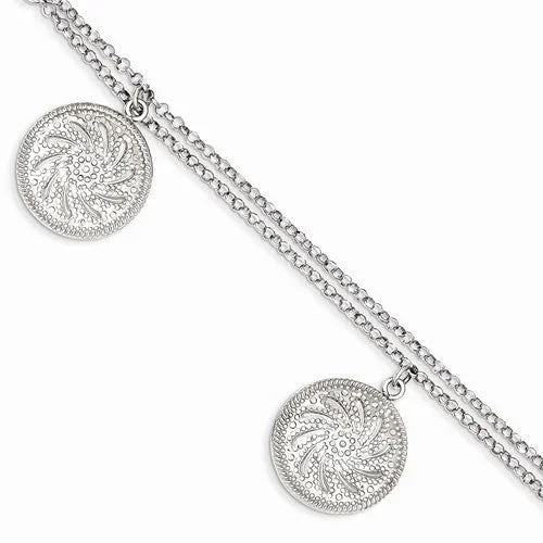 Chamm Bracelets for gift ideasSterling Silver Rhodium Plated Diamond-Cut Hollow Discs Bracelet Chamm Bracelets for gift ideasSterling Silver Rhodium Plated Diamond-Cut Hollow Discs Bracelet