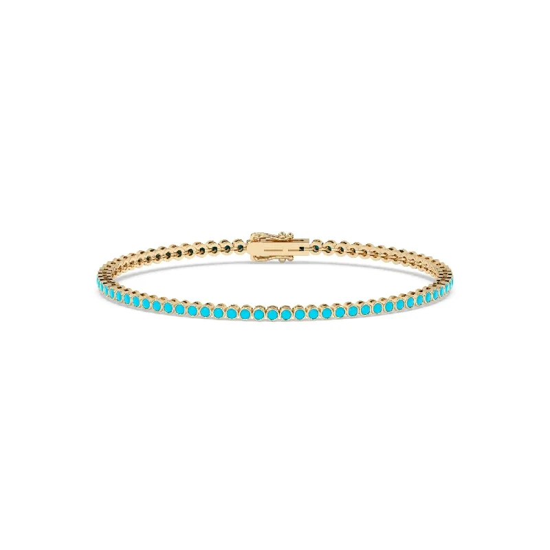 Enamel - Coated Bangles in Vibrant Rainbow Colors for a Playful StyleBezel Set Turquoise Tennis Bracelet Enamel - Coated Bangles in Vibrant Rainbow Colors for a Playful StyleBezel Set Turquoise Tennis Bracelet