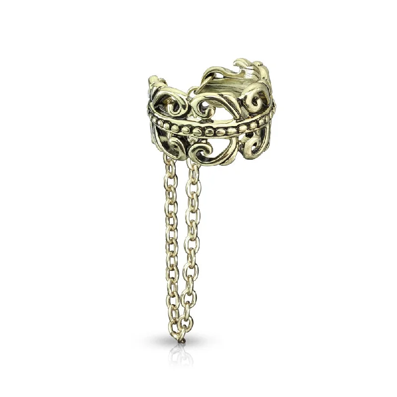 Personalized hoop earringsCeltic Heart Filigree with Dangling Chain Non-Piercing Ear Cuff Personalized hoop earringsCeltic Heart Filigree with Dangling Chain Non-Piercing Ear Cuff