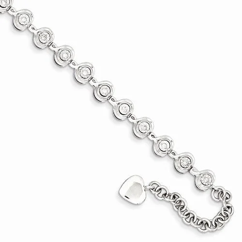 Chamm Bracelets for spiritual healingSterling Silver Rhodium Plated Diamond Heart Charm Chamm Bracelets for spiritual healingSterling Silver Rhodium Plated Diamond Heart Charm