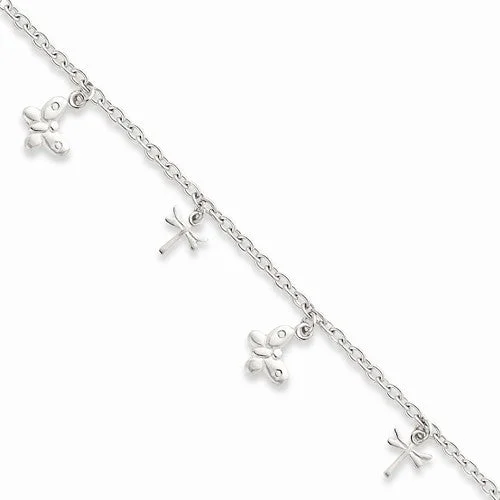Chamm Bracelets for spiritual healingSterling Silver Polished Butterfly & Dragonfly Bracelet Chamm Bracelets for spiritual healingSterling Silver Polished Butterfly & Dragonfly Bracelet