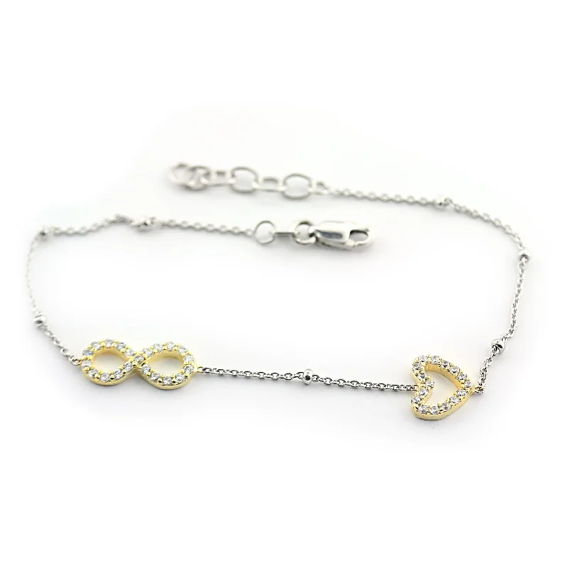 Handmade Chamm BraceletsSterling Silver Infinity Bracelet with Heart